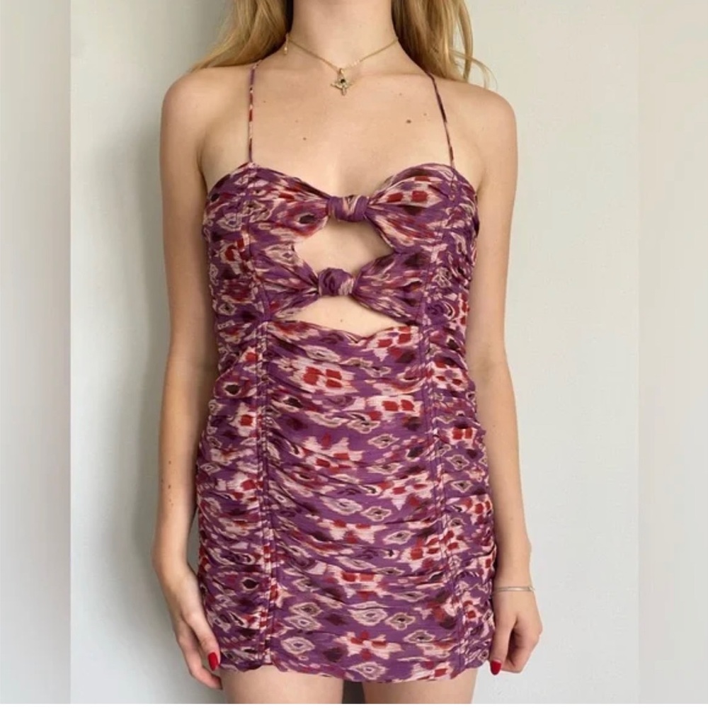 Zara NWT RT: $69 Purple Floral Cut Out Mini Dress size Large
